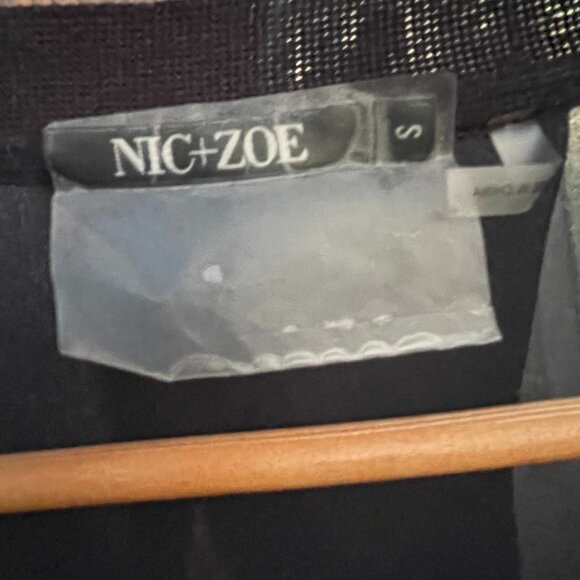 Women's Size Small NIC+ZOE Lightweight Black Flowy Cardigan with Sheer Back - Picture 3 of 16